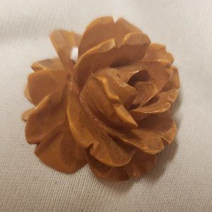 Beautifully Carved Circa 1920s Antique Rose Bakelite Pendant  EUC